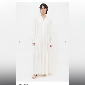 Anine Bing *NWT* Louisa Silk white tonal dot maxi dress Sz Large